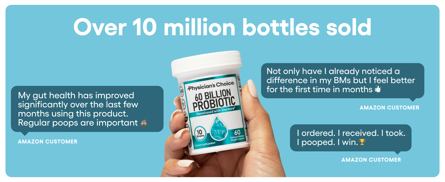 Physician's CHOICE Probiotics 60 Billion CFU - 10 Strains + Organic Prebiotics - Immune, Digestive & Gut Health - Supports Occasional Constipation, Diarrhea, Gas & Bloating - for Women & Men - 84ct