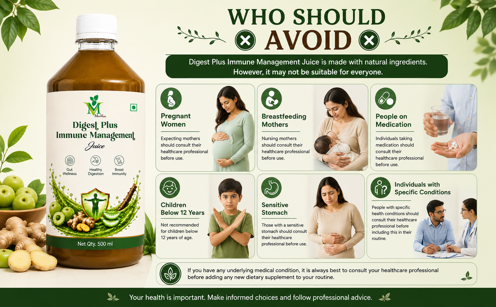 Mint Veda Digest Plus Immune Management Juice - 500ml
