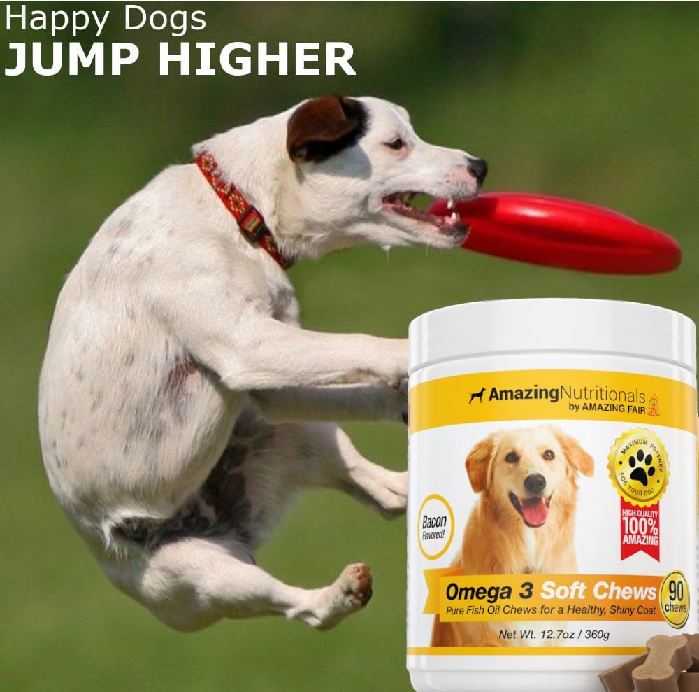 Amazing Omega 3 for Dogs - Omega 3 Fish Oil for Dogs Supplement for Itchy Skin Relief for Dry Skin and Hot Spots and Shedding Coat with EPA and DHA Fatty Acids - 90 Bacon Soft Chews 4