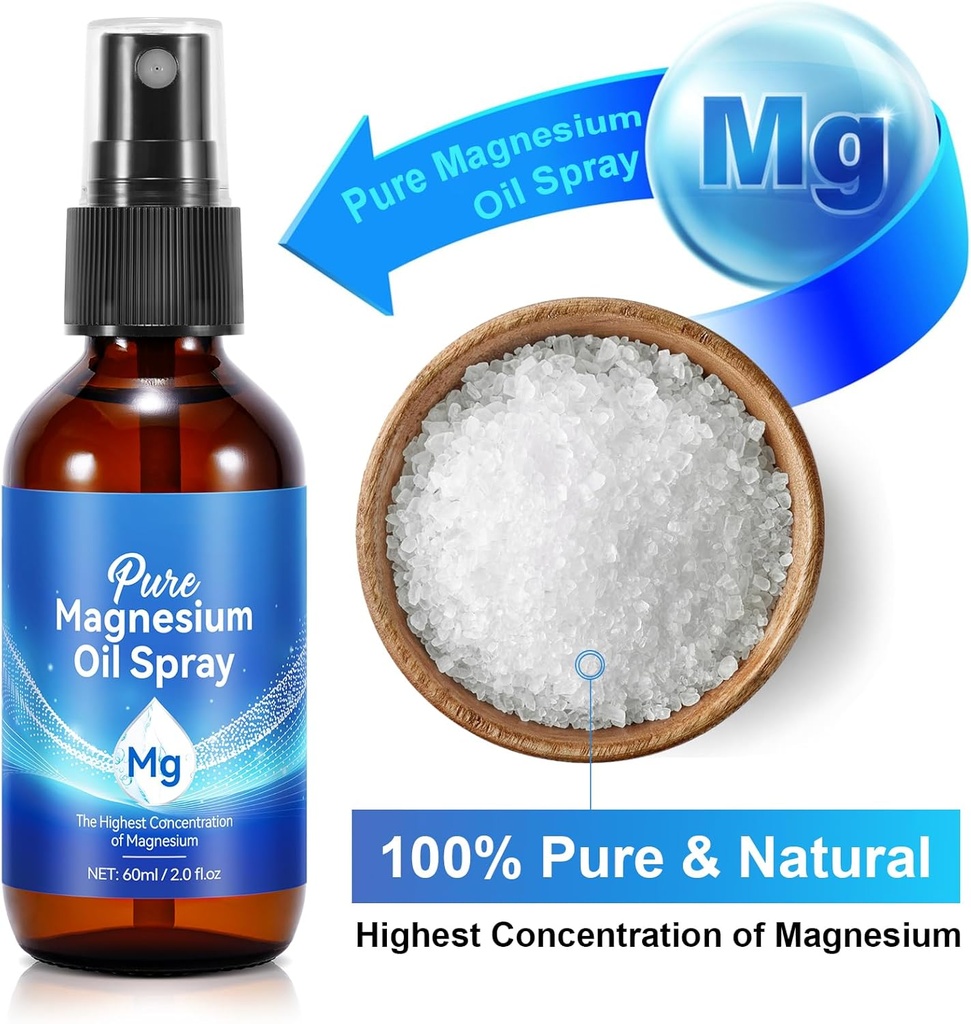 Generic Magnesium Oil Spray, Pure Magnesium Oil Spray for Feet, Nourish Skin and Promote Sleep, Topical Magnesium Oil 2 Fl.Oz 3
