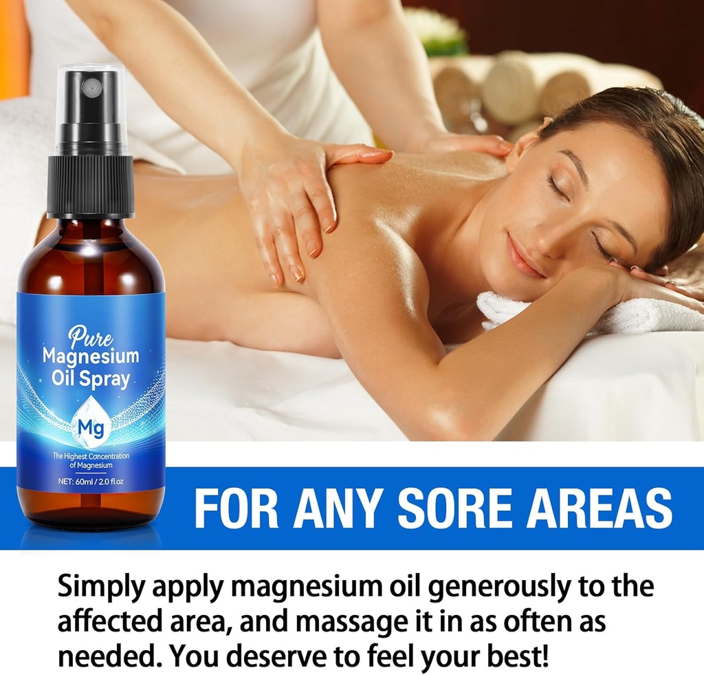 Generic Magnesium Oil Spray, Pure Magnesium Oil Spray for Feet, Nourish Skin and Promote Sleep, Topical Magnesium Oil 2 Fl.Oz 6