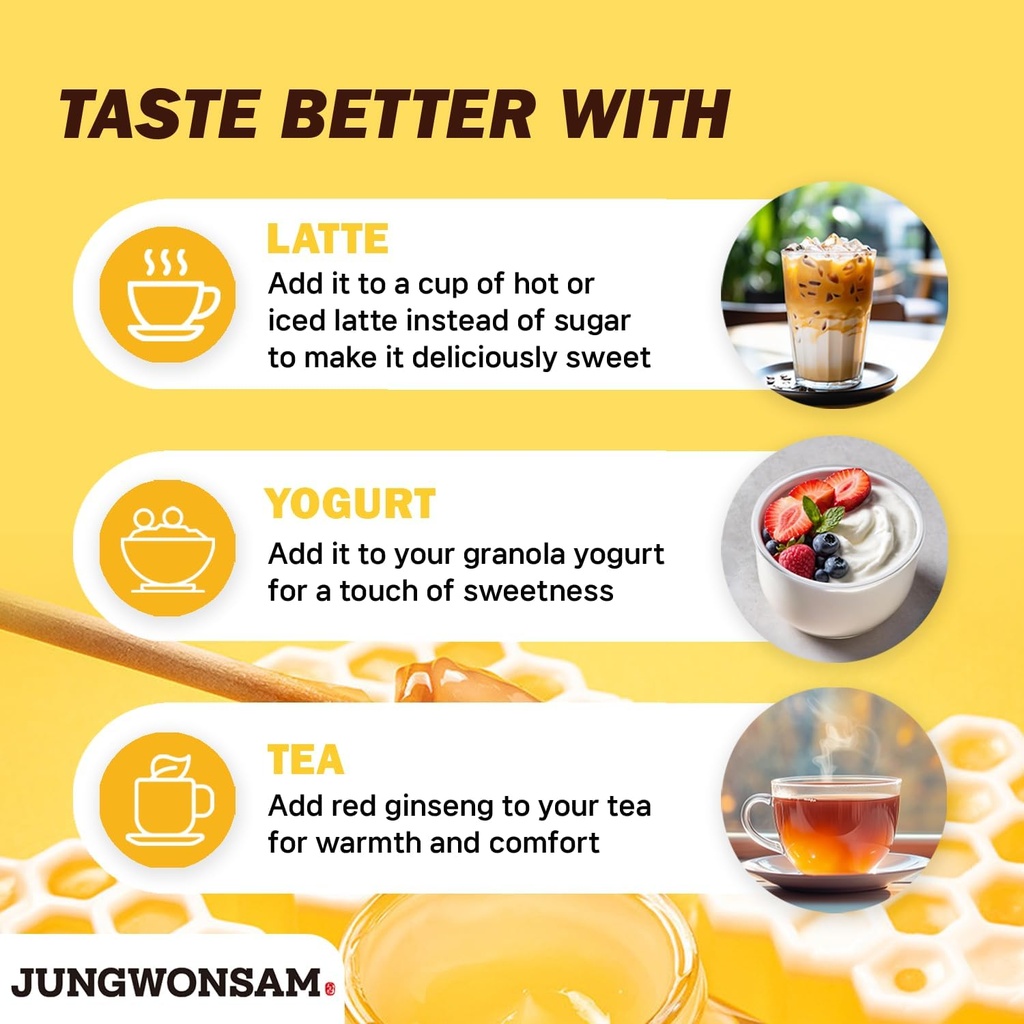 6-Year Korean Red Ginseng Extract & Royal Honey | 30 Sticks | Sweet Flavor | 70mg Ginseng, 15% Australian Honey | Energy, Focus, Fatigue, Immune Support | Daily Supplement for Men & Women 6