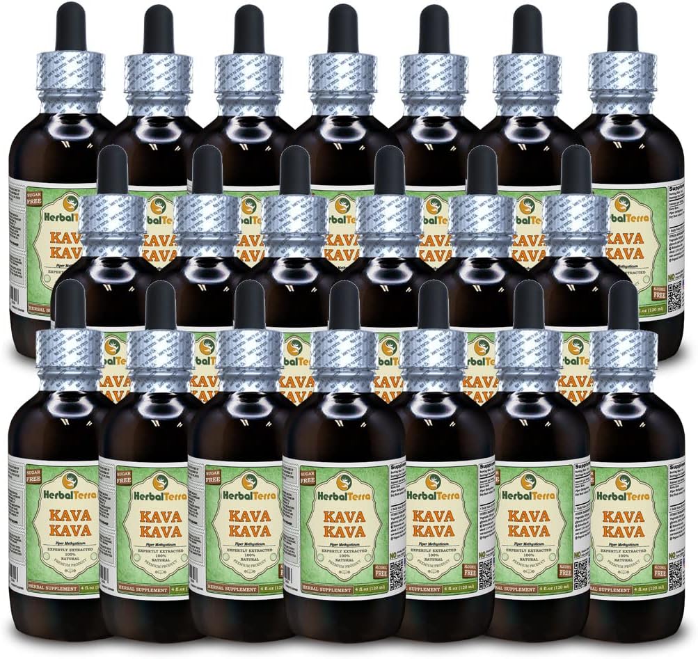Kava Kava (Piper Methysticum) Glycerite, Dried Root Alcohol-Free Liquid Extract (Brand Name: HerbalTerra, Proudly Made in USA) 2x2 fl.oz (2x60 ml) 5