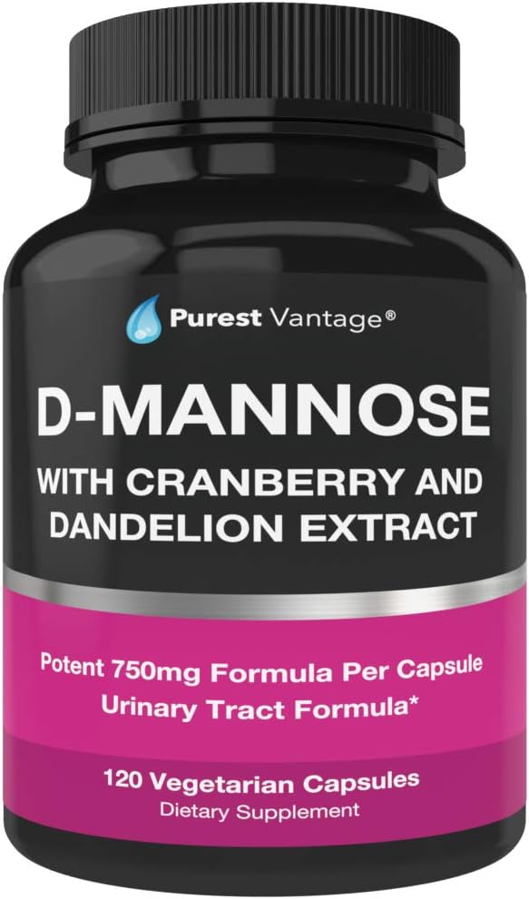 D Mannose Capsules with 600mg D-Mannose Powder Per Cap - with Added Cranberry and Dandelion Extract to Aid in Bladder, Urinary Tract and UTI Support - 120 Veggie Caps 2