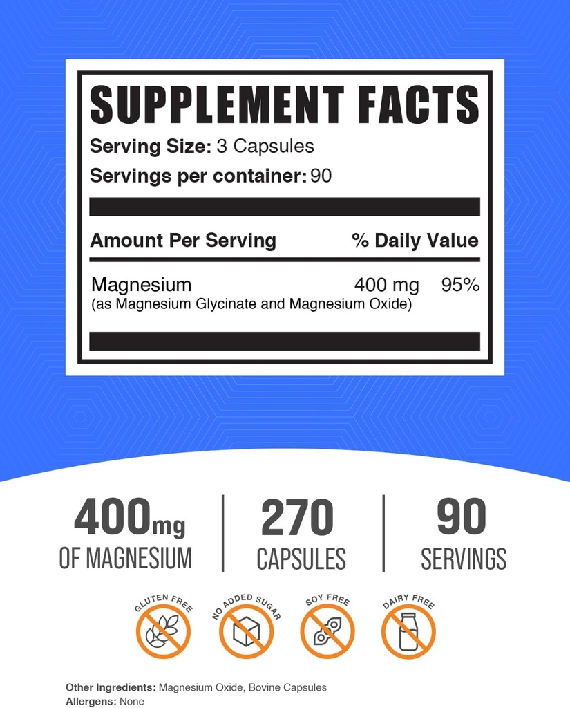 Magnesium Glycinate Capsules + Omega 3-6-9 Softgels Bundle 3