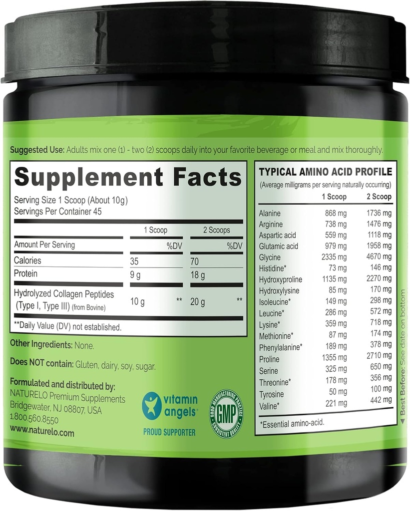 NATURELO Hair, Skin and Nails Multivitamin, 60 Count Collagen Peptide Powder, 45 Servings 6