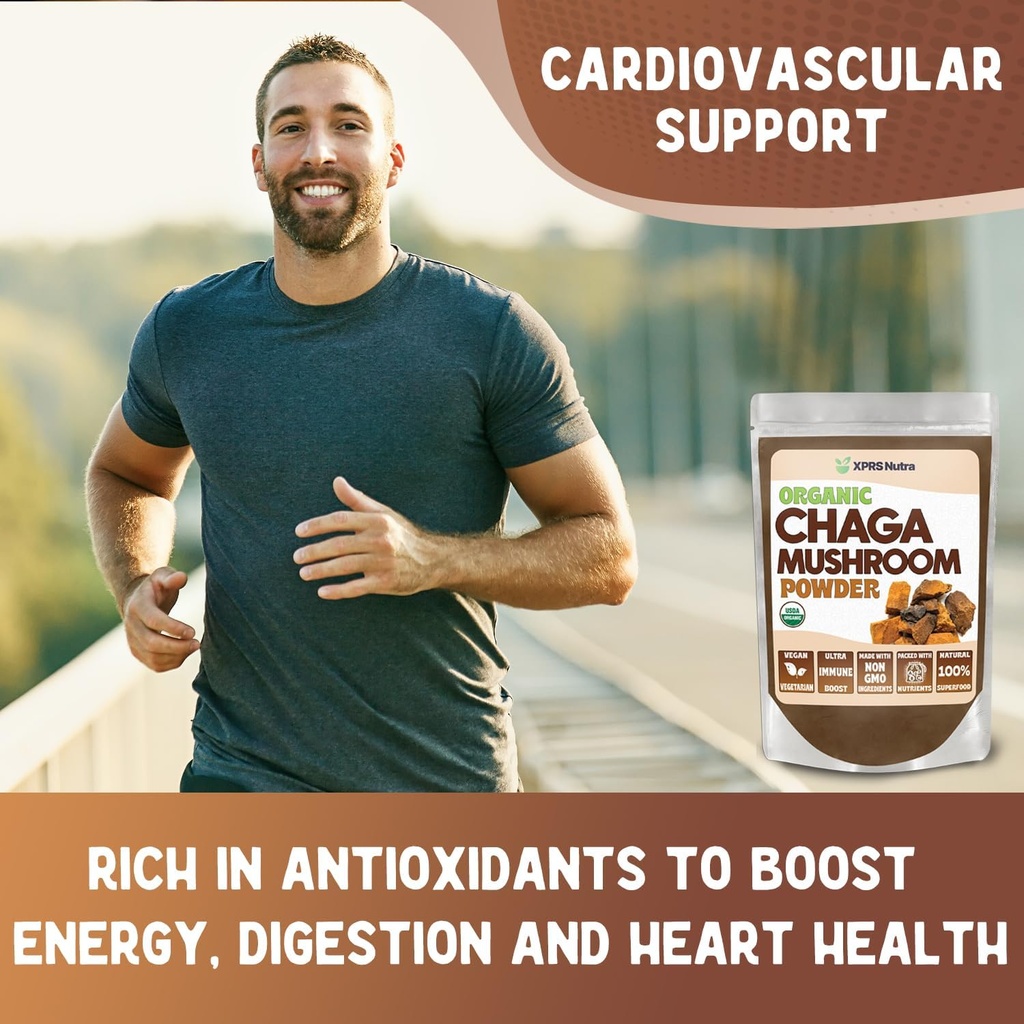 XPRS Nutra Chaga Mushroom Capsules - Premium USDA Chaga Mushrooms Capsules- Encapsulated Chaga Mushroom Powder for an Immunity Boost - Vegan Friendly Superfood for Chaga Tea and Beverages - 180 Count 5