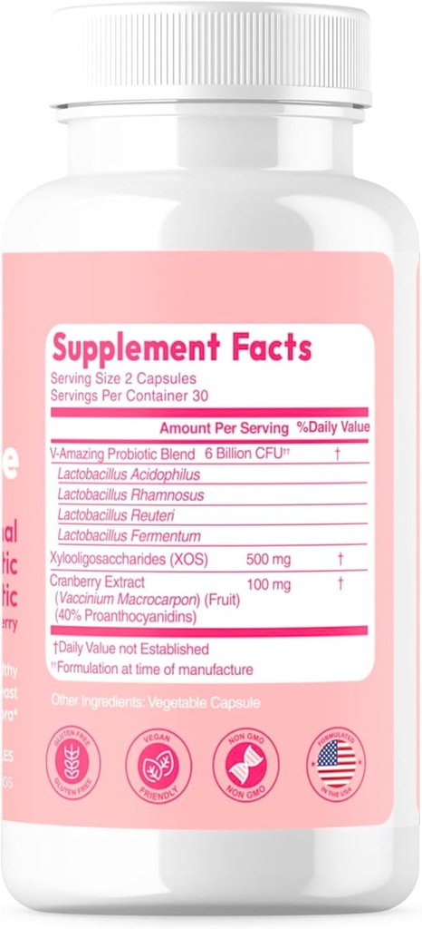 Mila Miamor ApHr-O-dYte Women’s Probiotic and Prebiotic with Cranberry - Gluten-Free, Non-GMO Supplement for Feminine Health, pH Balance, Odor Control, Urinary Tract - 60 Capsules 3