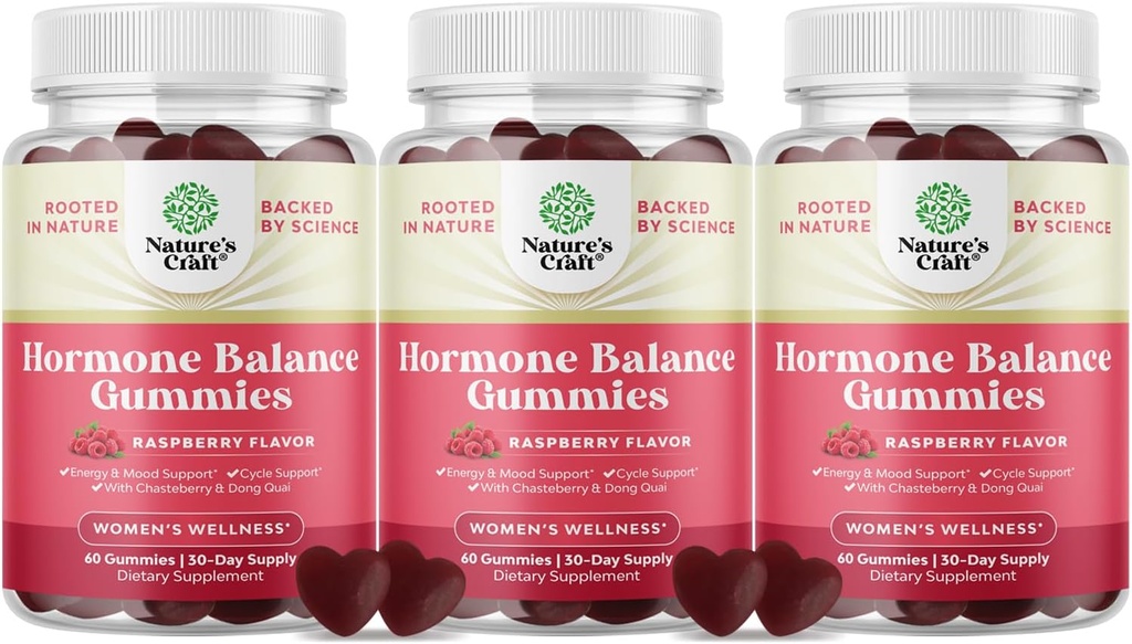 Hormone Balance for Women Gummies of All Ages - PMS Support Supplement for Women to Regulate Menstrual Cycle & Hormonal Balance Menopause & Mood Swings with Vitamin B6 & Dong Quai - 60 Chews - 3 pack 2