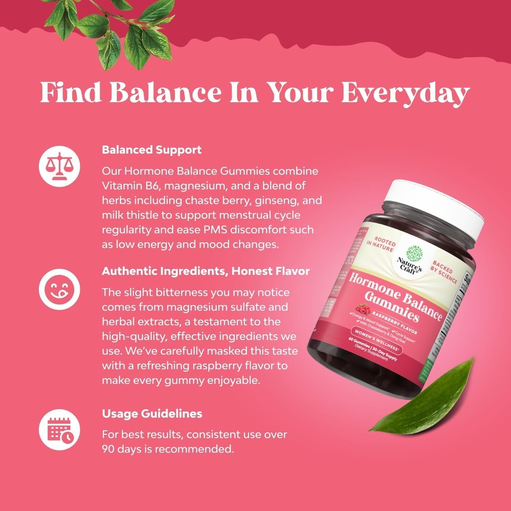 Hormone Balance for Women Gummies of All Ages - PMS Support Supplement for Women to Regulate Menstrual Cycle & Hormonal Balance Menopause & Mood Swings with Vitamin B6 & Dong Quai - 60 Chews - 3 pack 6