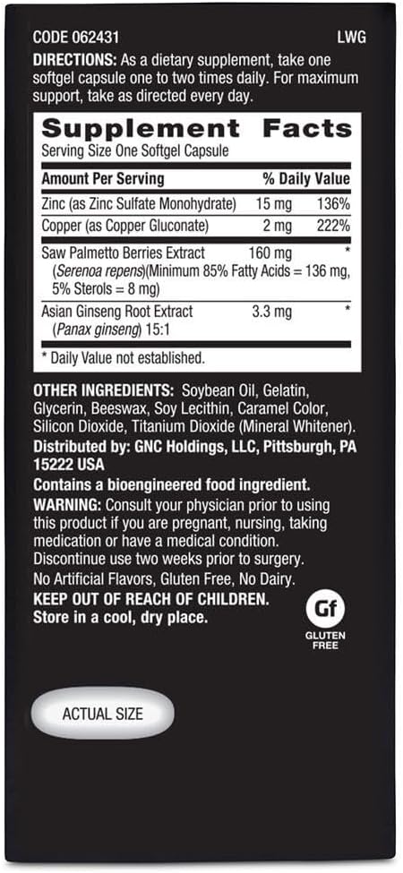 GNC Men's Ultra Saw Palmetto Formula, Supports Normal Prostate Function, 120 Softgels 5