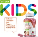 VITEEY Kids Calcium Gummies + Vitamin D3 & Magnesium Citrate for Kids and Teens - Supports Bone Health, Immune Support, Energy & Muscle Function - Gluten Free, GMO Free - Tasty Chewable Fruit Flavored 3