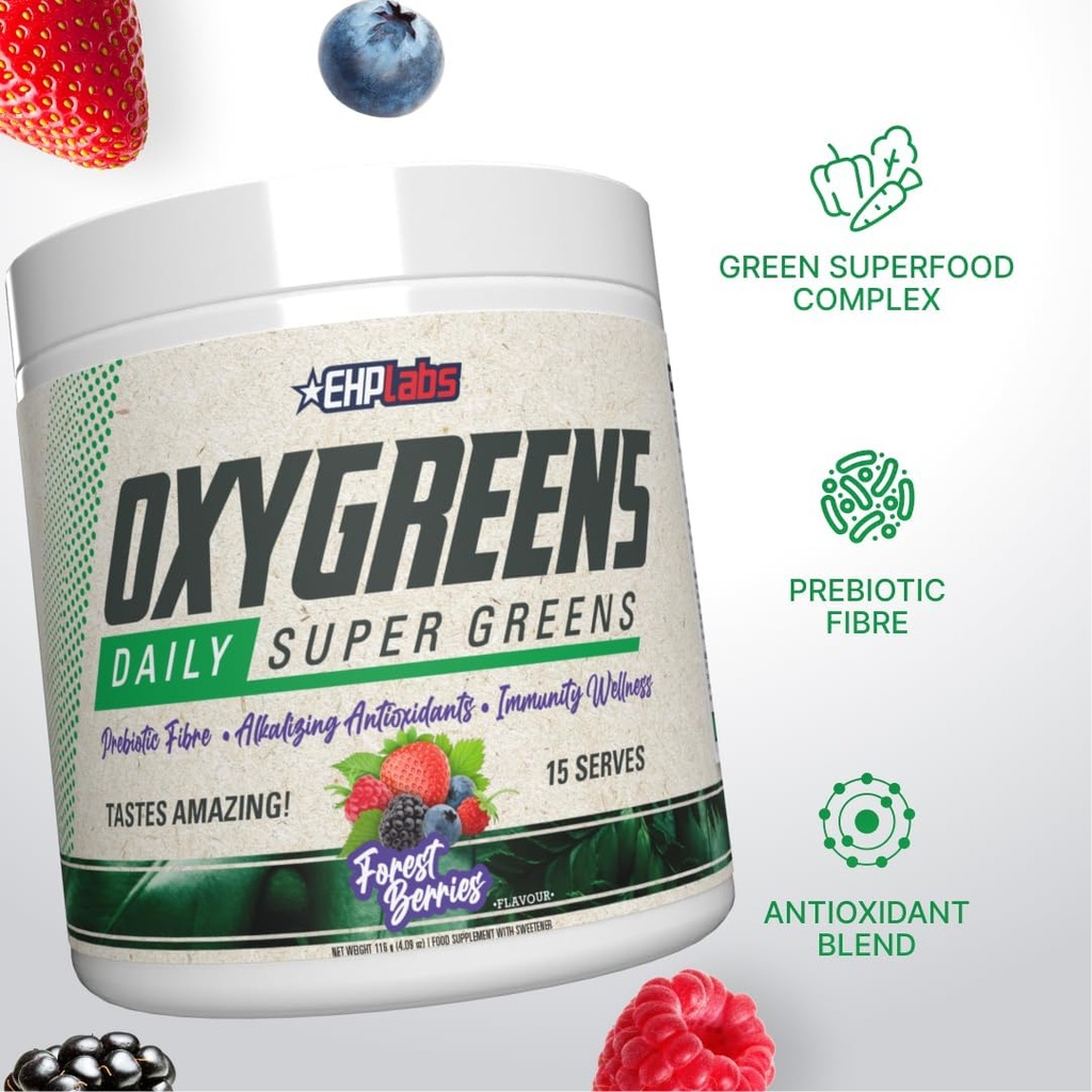 EHP Labs OxyGreens Super Greens Powder - Spirulina & Chlorella Superfood, Green Juice Powder & Greens Supplements with Prebiotic Fibre, Antioxidants & Immunity Support, 30 Serves (Guava Paradise) 4