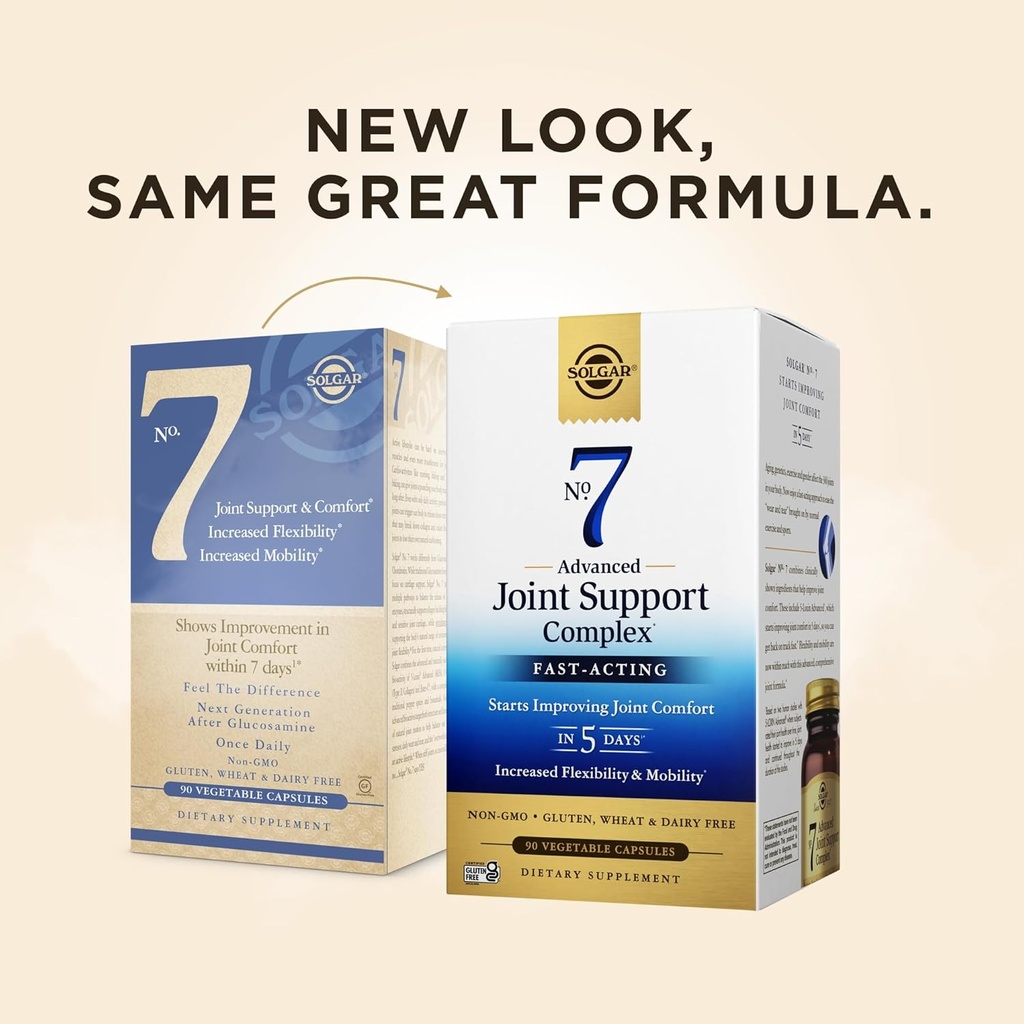 Solgar No. 7 Advanced Joint Support Complex - 90 Vegetable Capsules, Pack of 2 - Fast-Acting Formula - Non-GMO, Gluten Free, Dairy Free - 180 Total Servings 3