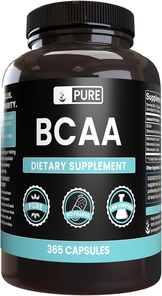 Pure Original Ingredients BCAA (365 Capsules) No Magnesium Or Rice Fillers, Always Pure, Lab Verified 2