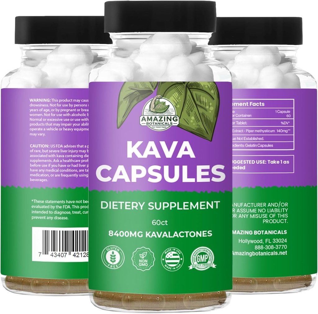 Premium KAVA KAVA Capsules 1000mg Kava Root Extract per Serving for Deep Relaxation | Natural Tension Relief | 100% Noble Fijian Kava Root Powder, Non-GMO, Gluten Free - 60 Count 3
