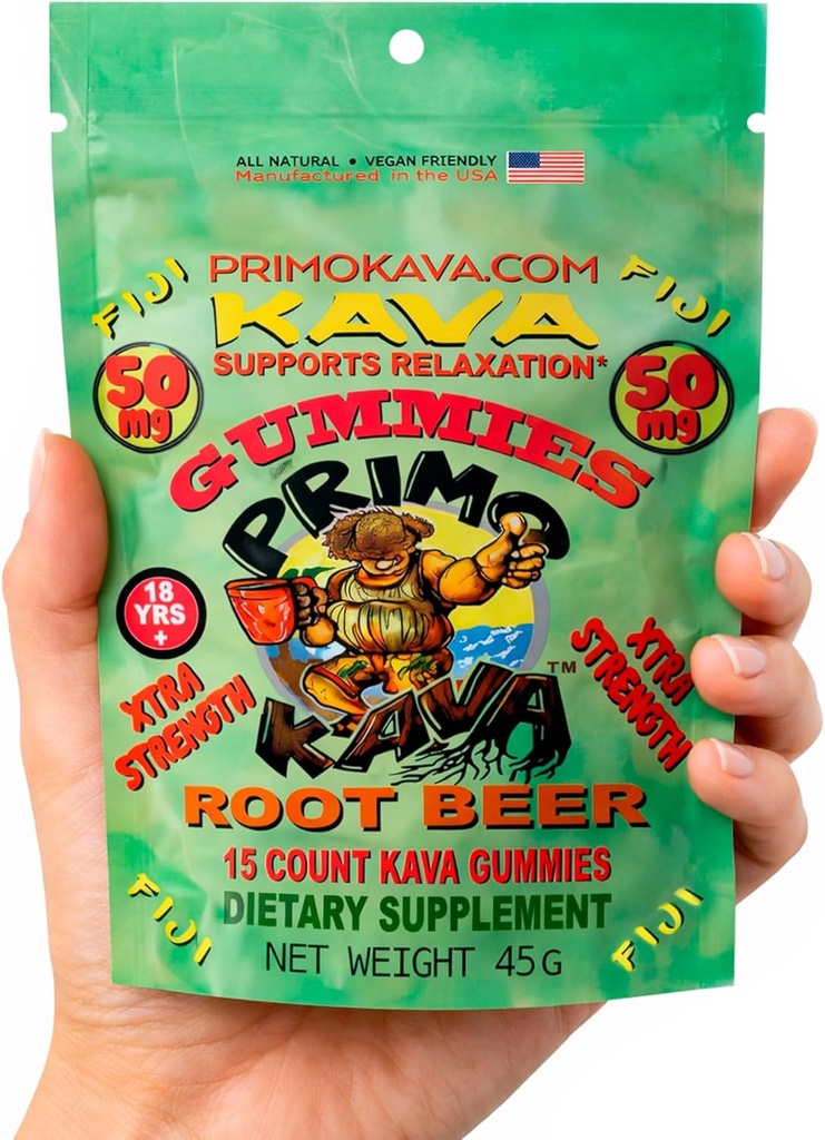 Kava Kava Gummies 50mg – Strong Noble Kava with 50mg Kavalactones for Calm & Relaxation – Alcohol-Free – Fast-Acting Fiji Kava Root Extract – Root Beer Flavor – 15 Count 2