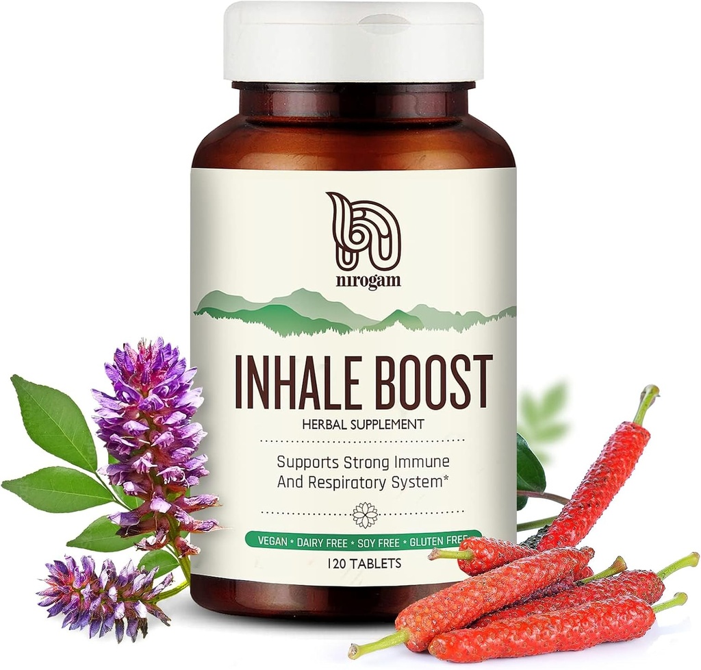 Nirogam Inhale Boost 120 Tablets a Bottle I Lung Support Supplement | Lung Health Supplement | Lung Detox 2