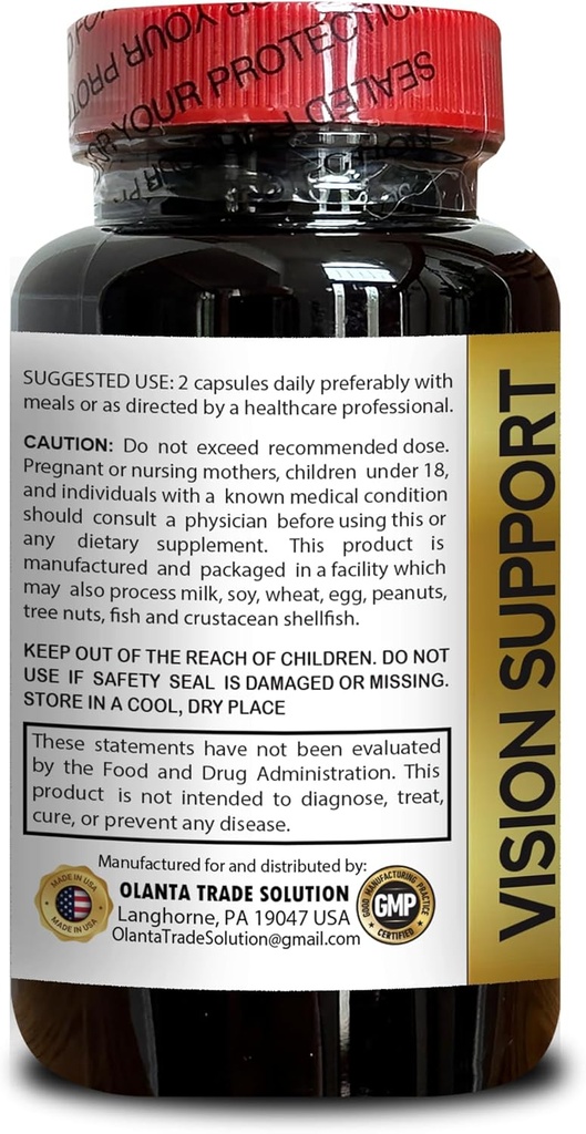 Vision Support Natural Formula - Visions Support Formula - Vision Support Supplement with Zinc, Beta-Carotene & Lutein - antioxidant Blend - 1 Bottle 60 Capsules 4