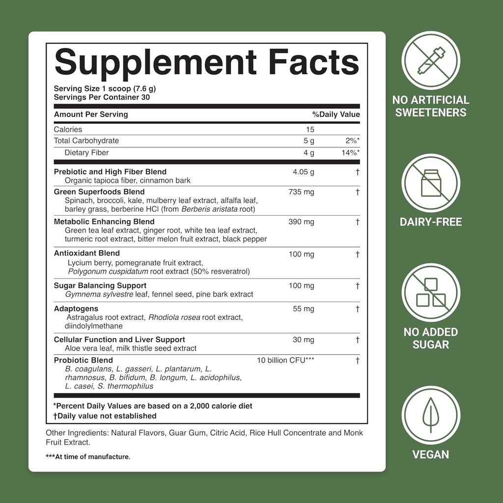 ACTIVATEDYOU Morning Complete Prebiotics, Probiotics, Green Superfoods (Apple Cinnamon) + Essential Skin Food Collagen, Elastin Support, 30 Servings 4