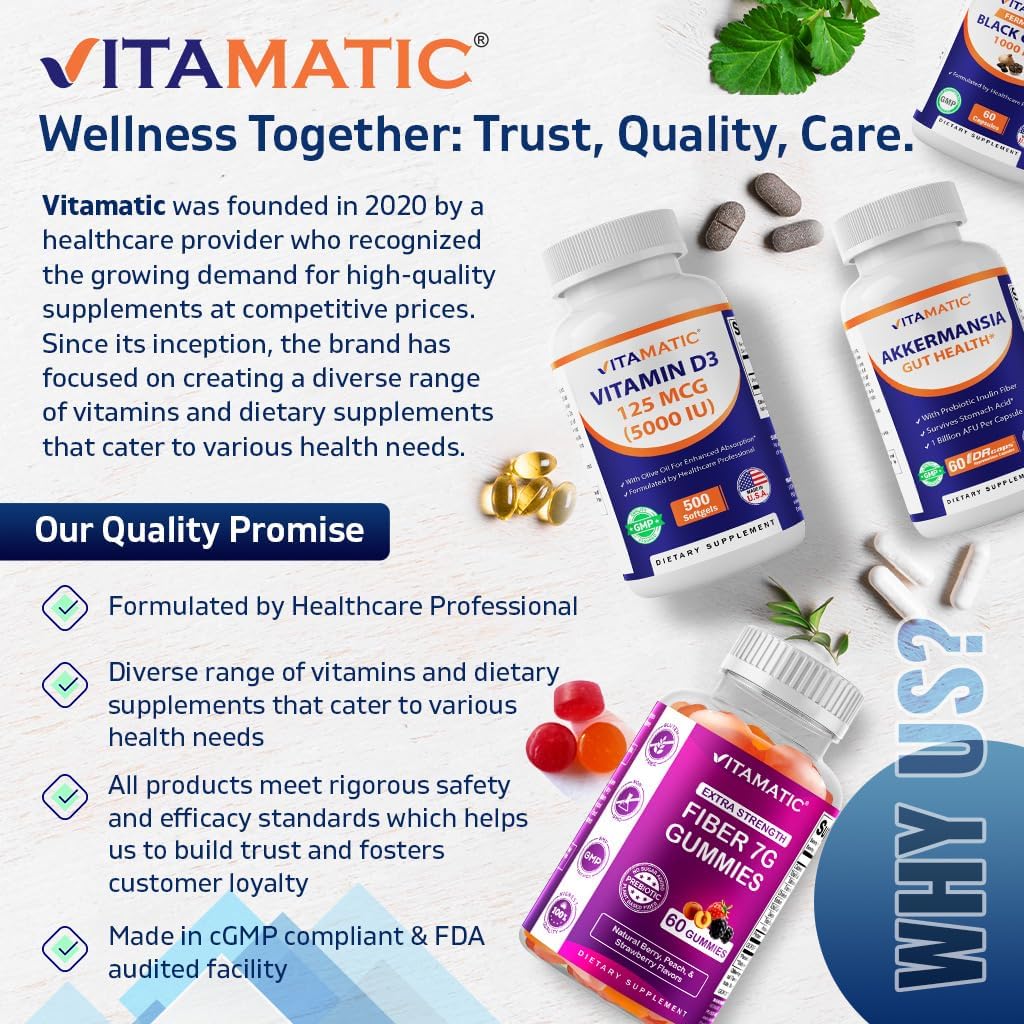 Vitamatic Benfotiamine 300 mg – Fat-Soluble Vitamin B1 – 90 Vegetarian Capsules per Bottle – 2 Bottles (Total 180 Capsules) 6