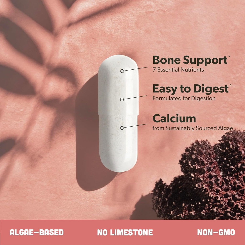 Algae Calcium & Vegan Vitamin B Complex Bundle - Calcium Supplement from Red Algae, Essential B Vitamins with Whole Food Blend, B1, B2, B3, B5, B6, B7, Folate 4