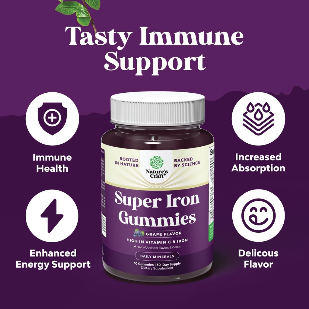 Bundle of Extra Strength Iron Gummies for Women and Men with Vitamin C for Higher Absorption, and Delicious Daily Multivitamin for Adults Energy and Immunity - Vitamins for Women's Health and Wellness 4