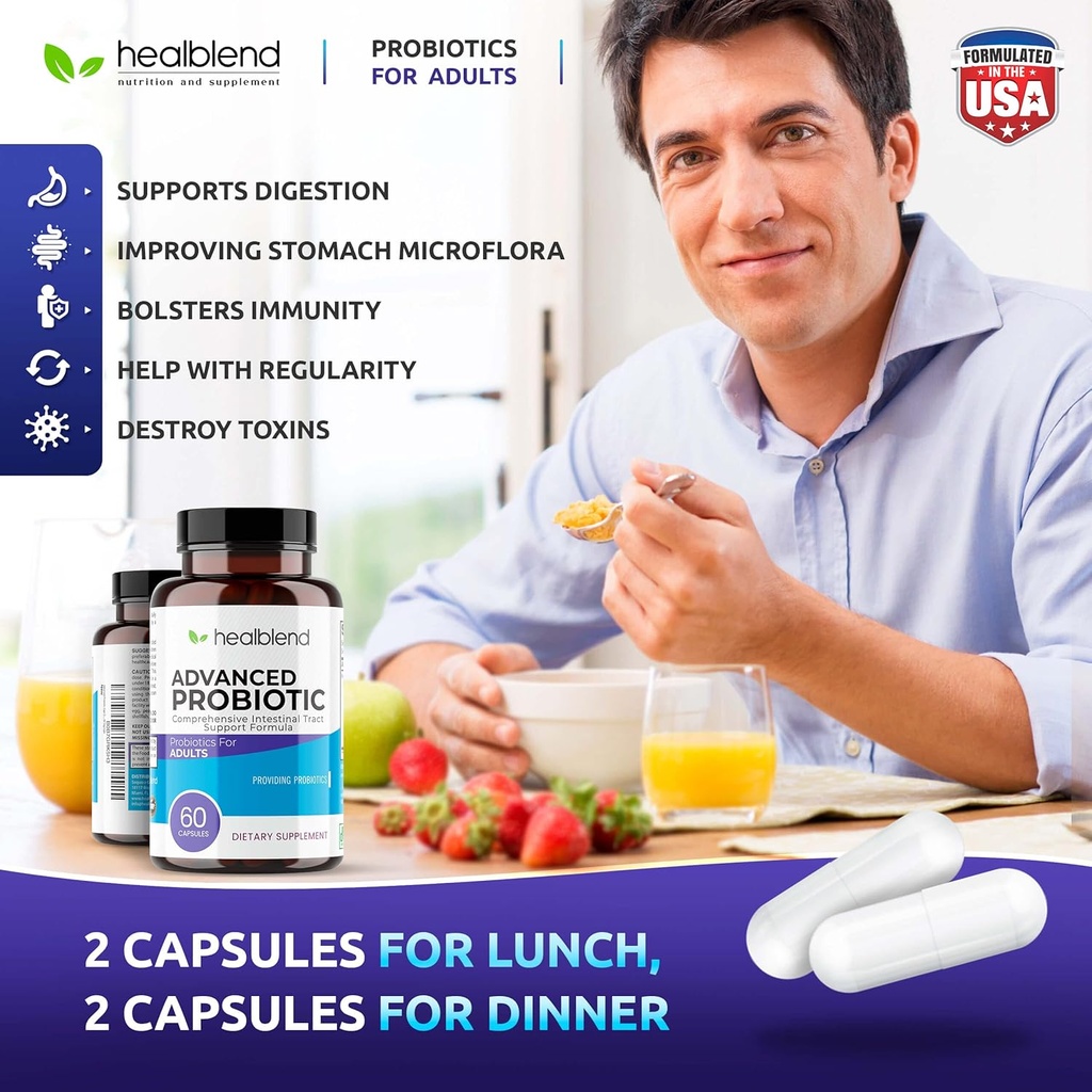 Probiotics for Digestive Health, 11.5 Billion CFU per Serving: DE111, Lactobacillus, Bifidobacterium, Acidophilus Probiotic Supplement, Bloating, Gas and Constipation Relief, 60 Capsules 3