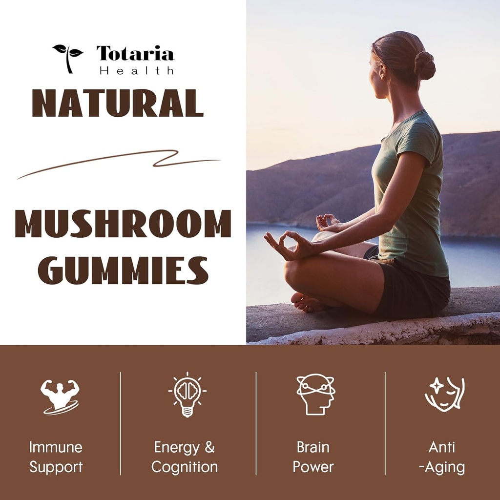 Mushroom Complex Gummies Supplements 12 Blend with Lions Mane Supplement Vegan Blend with Reishi, Cordyceps, Ashwagandha - Lion's Mane Mushroom Gummies for Adults Brain Booster, Immune Support, Energy 4