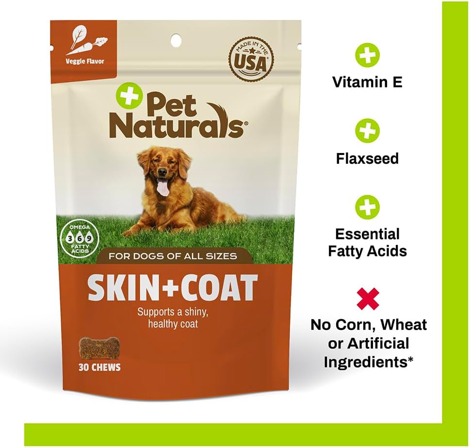 Pet Naturals Skin and Coat for Dogs with Dry, Itchy and Irritated Skin, 30 Chews - Salmon Oil, Vitamin E and Flax Oil - No Corn or Wheat - Vet Recommended 4