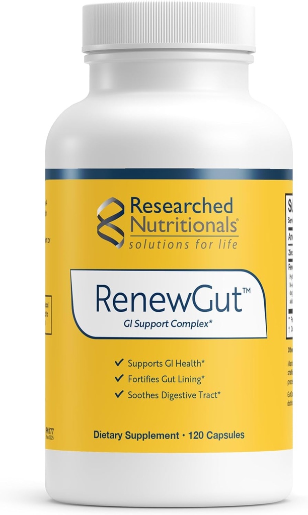 Researched Nutritionals RenewGut - GI Complex to Support Gut Lining, Healthy Histamine Levels & Digestive Health - Collagen Peptides, Zinc Carnosine, DGL & N Acetyl Glucosamine (120 Capsules) 2