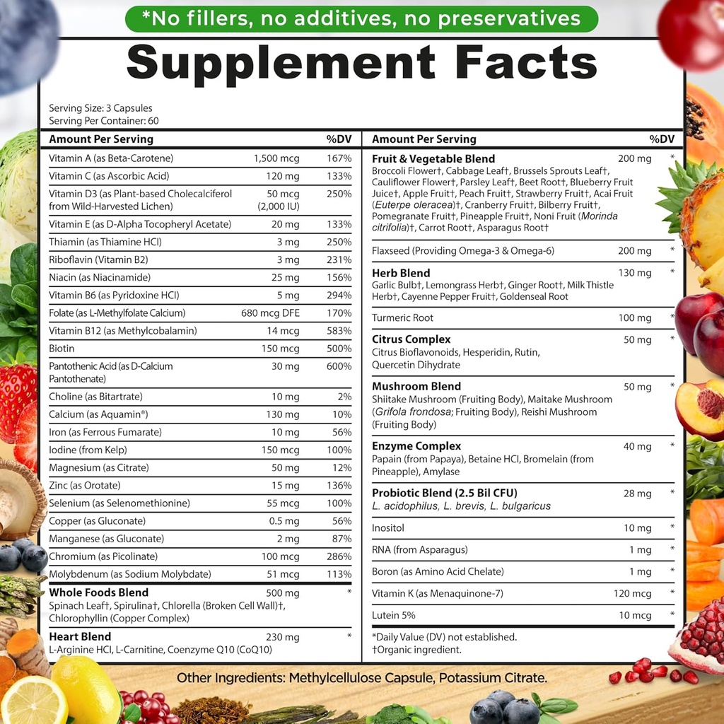 Vegan Whole Food Multivitamin with Iron + Plant-Based Calcium, Magnesium, Zinc, D3, K2 & Organic Turmeric – Complete Daily Supplement Bundle for Men & Women – Energy, Immunity & Bone Support 5