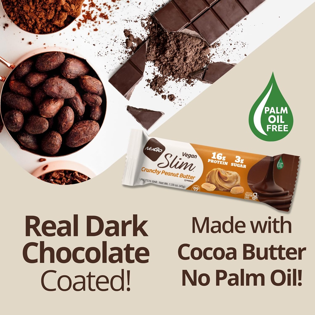 Nugo Slim Dark Chocolate Espresso, 16g Vegan Protein, 3g Sugar, 7g Fiber, Low Net Carb, Keto Friendly, Gluten Free, 24 Count 5