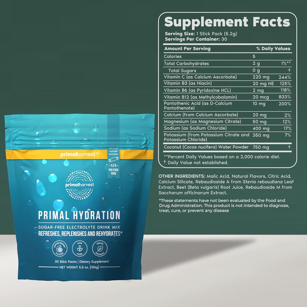 Primal Harvest Hydration Powder & Collagen Powder Supplements for Men, Bundle 4