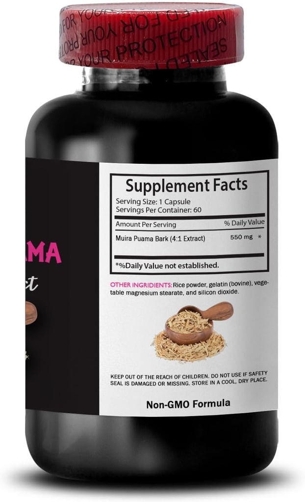 Focus Support - MUIRA PUAMA BARK EXTRACT - Plant-Driven Lift, Power Surge, Herbal Energy, Botanical Drive, Everyday Vitality, Balanced Energy, Energy Source, Dynamic Recharge 3 Bottles 180 Capsules 5