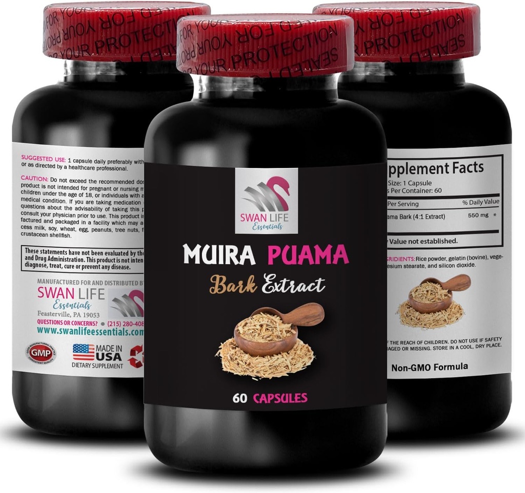 Active Boost Formula - Muira PUAMA BARK Extract -, Natural Energizer, Active Day Companion, Plant-Based Revive, Herbal Drive Activation, Botanical Lifestyle Support 1 Bottle 60 Capsules 2