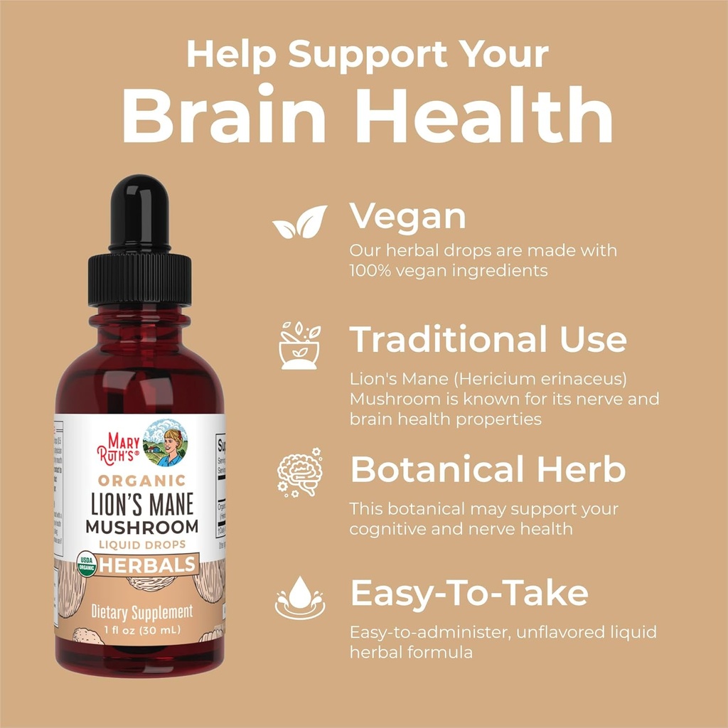 MaryRuth Organics Precision Probiotic Drops for Teens (Raspberry) & Lion's Mane Drops | USDA Organic | Vitamins for Gut Health, Cognitive Support, & Overall Wellness | Vegan, Non-GMO, Gluten Free 4