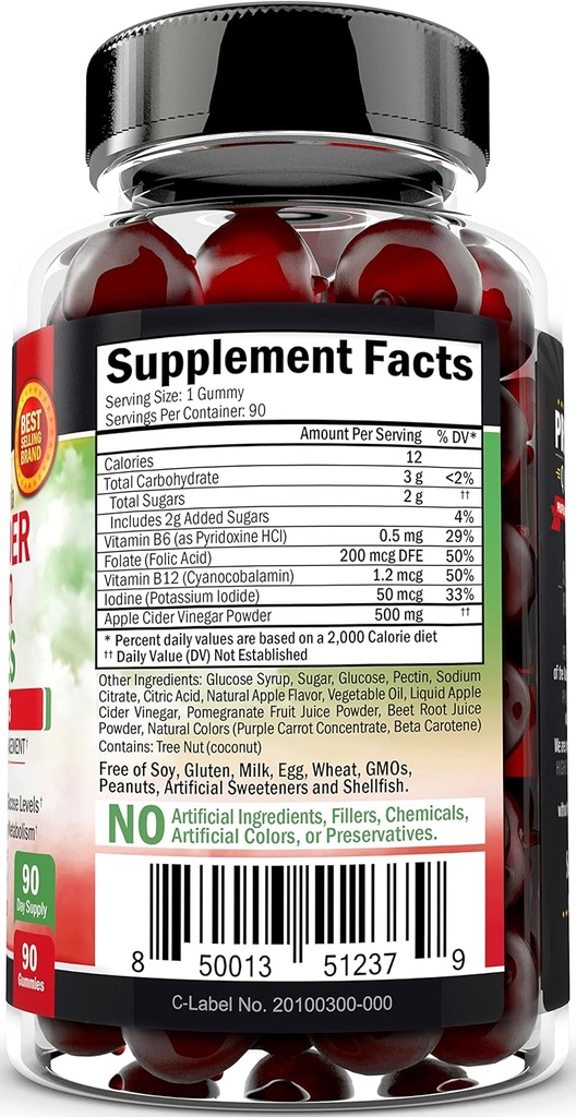 BioSchwartz ACV Apple Cider Vinegar Gummies with B Complex Vitamins (3 Month Supply) Plus Hydrolyzed Collagen Peptide Capsules (45 Day Supply) 4