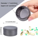 Daily Metal Pill Box Pill Case - Single Waterproof Travel Pill Container Round Aluminum Alloy Storage Medicine Organizer Multitool EDC Every Day for Vitamin, Fish Oil Gray Medium Size 3