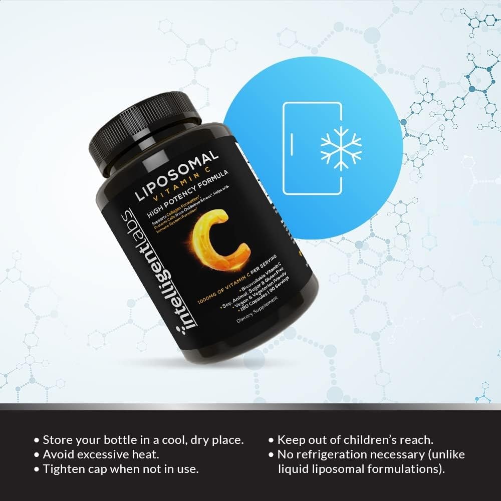 Intelligent Labs Liposomal Vitamin C 1000mg, 180 Veggie Capsules, Bioavailable, Energy & Immune Support, Antioxidant Supplement with MCT Oil and Sunflower Lecithin, 90-Day Supply 5