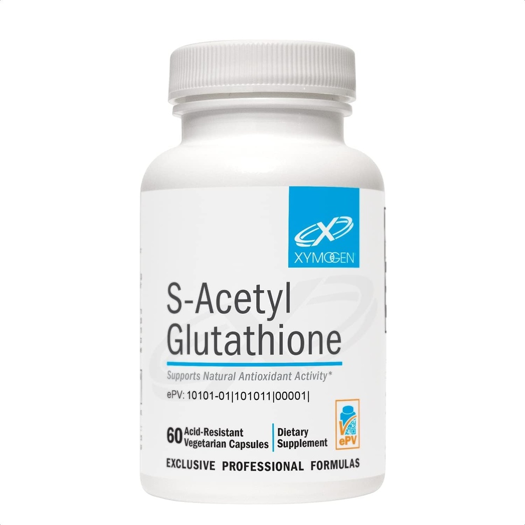 XYMOGEN S-Acetyl Glutathione - Acetylated Glutathione Supplement - Antioxidant & Cellular Support - Stomach Acid-Resistant Capsules - Non-GMO & Gluten-Free - 60 Capsules