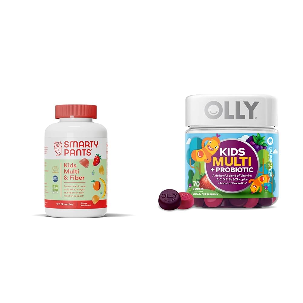 SmartyPants Kids Multivitamin Gummies and Fiber Supplement: Omega 3 Fish Oil & OLLY Kids Multivitamin + Probiotic Gummy, Digestive and Immune Support