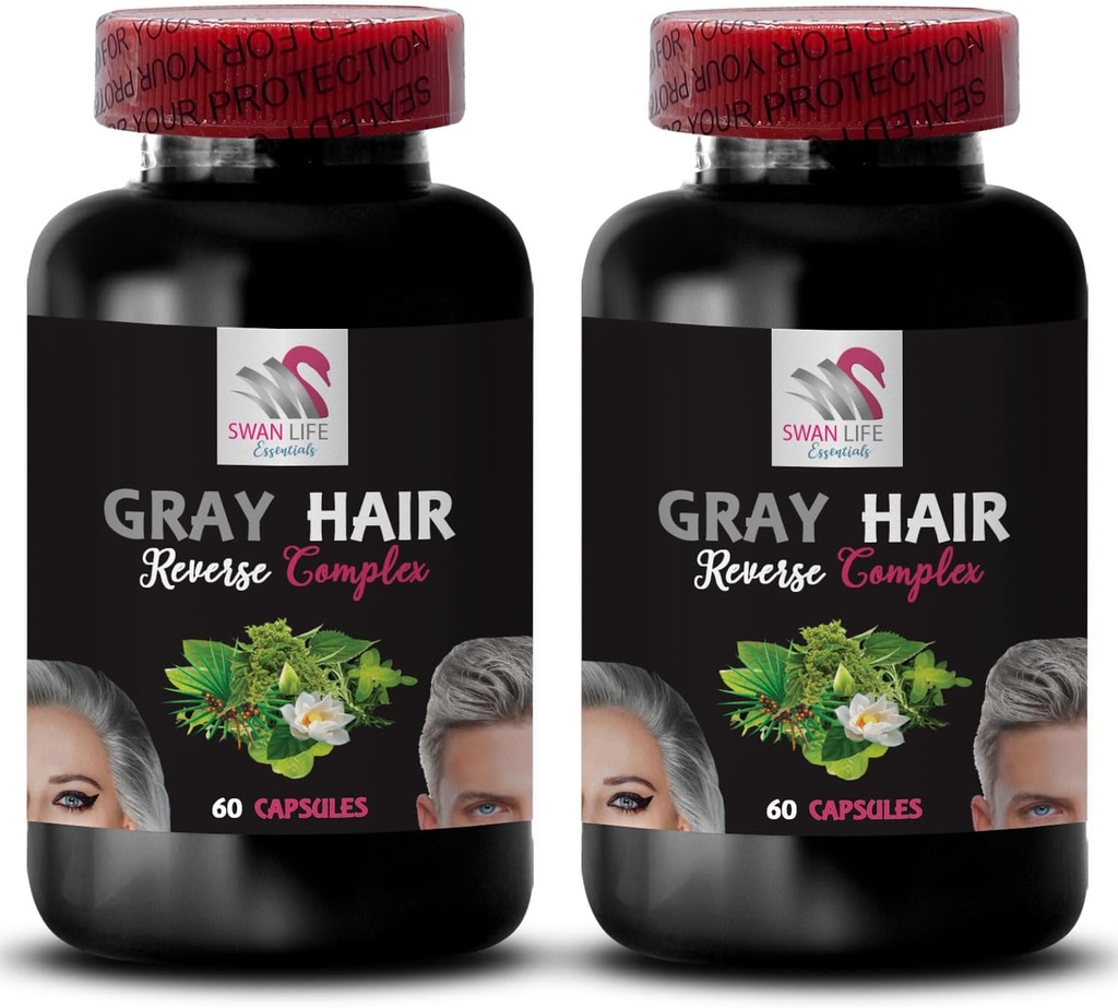 Stinging Nettle Root - Gray Hair Reverse - Hair Rejuvenation, Youthful Hair, Hair Pigmentation, Color Enhancing, Revive Natural Color, Hair Restoration, Hair Brilliance 2 Bottles 120 Capsules