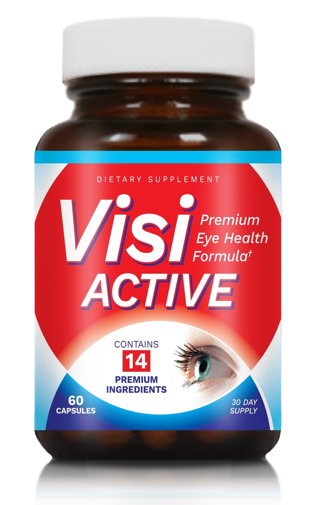 Vision Support Supplement - Eye Health Formula with L-Tartrate, Resveratrol, Blueberry Extract, Vitamins A, C, D & 11 Ingredients for Vision Support - 60 Capsules/Bottle - 1 Pack