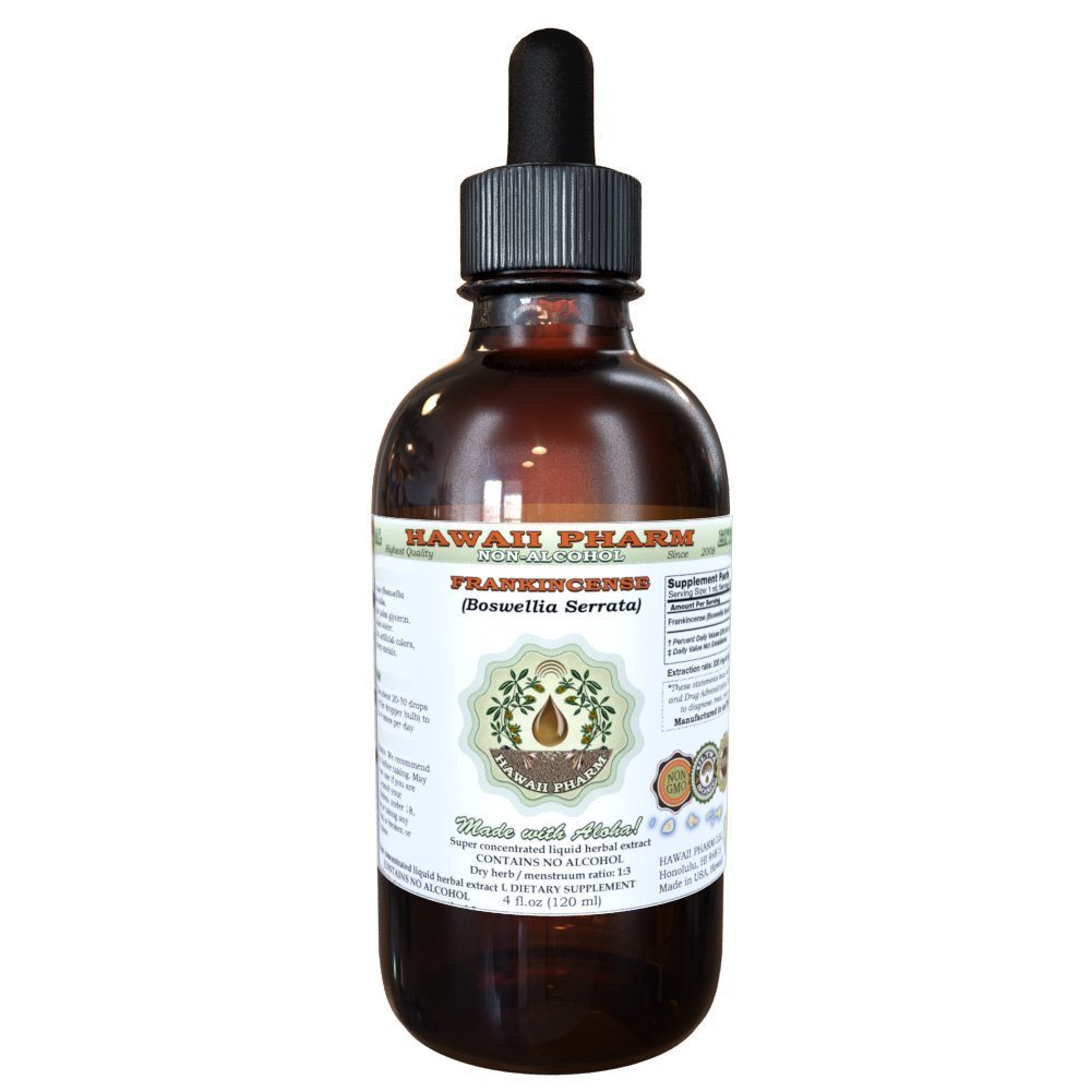Hawaii Pharm Frankincense Alcohol-Free Liquid Extract, Frankincense (Boswellia Serrata) Dried Resin Glycerite Natural Herbal Supplement 4 oz