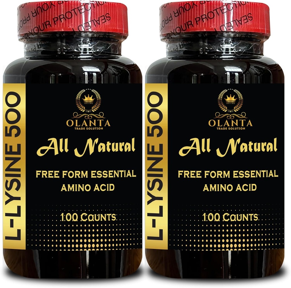 L-LYSINE Supplement Amino ACIDS - Comprehensive Daily Wellness Blend for Men & Women, Stress Response, Free Form Amino Acids, L-Lysine Supplement - 2 Bottles 200 Counts