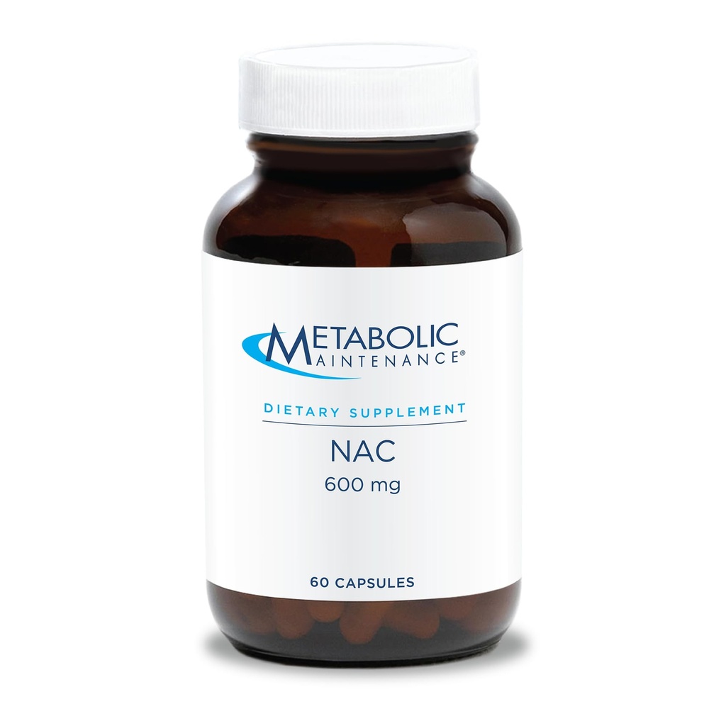 Metabolic Maintenance NAC 600 mg Capsules - N-Acetyl Cysteine 600 mg Supplement for Liver and Immune Support - Antioxidant Defense for Men and Women 50+ - 60 Capsules