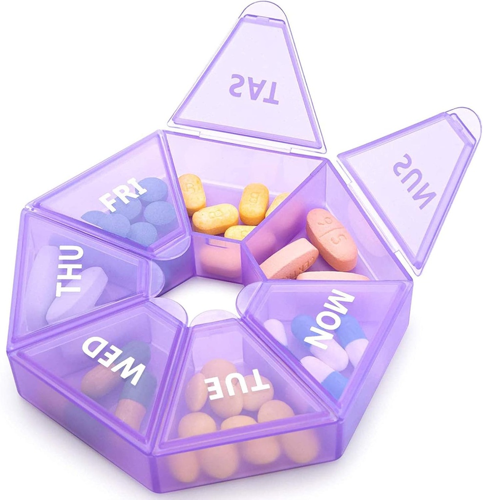 Weekly Pill Organizer Large 7 Day Pill Box Organizer Daily Medicine Case for Vitamin Fish Oil Pills Supplements Arthritis Friendly