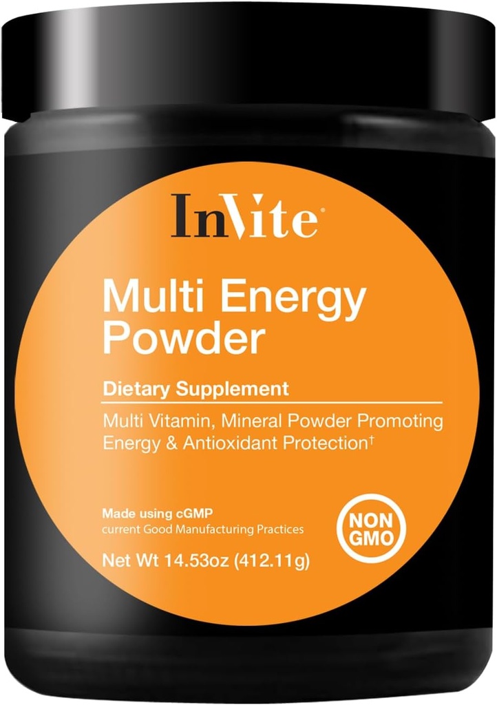 Invite Health Multi Energy Powder - Supports Energy and Metabolism – Contains Choline, Inositol, Lecithin, Calcium, Magnesium, Vitamin D3, Boron, Magnesium, Zinc, Vitamin C - 30 Servings