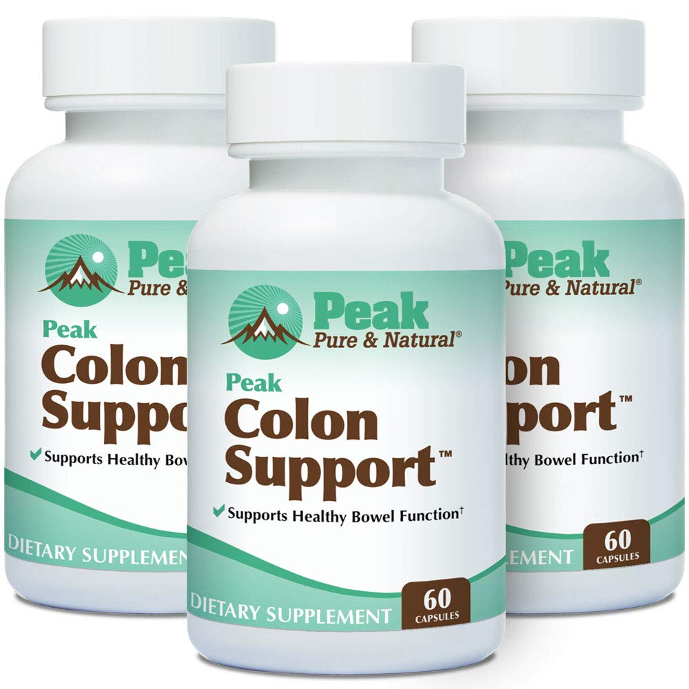 Peak Pure & Natural Colon Support - Colon Cleanse and Detox Supplement for Digestive Health - Gut Health Support with Inulin and Senna Leaf Extracts - with Fiber, Prebiotics, and Probiotics - 3 Pack